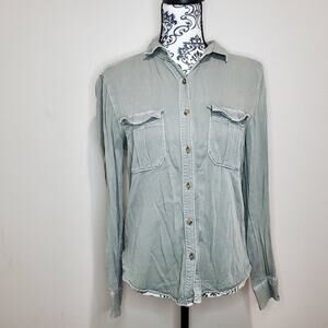 American eagle outfitters small vintage boyfriend sage button down long sleeve